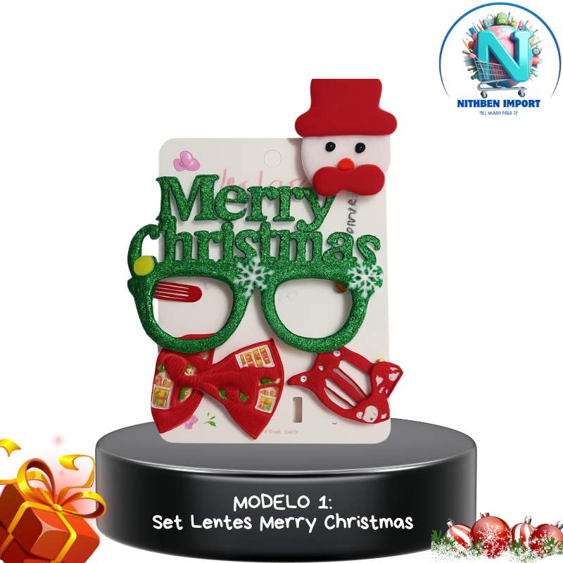 SET LENTES NAVIDEÑOS + GANCHITOS🎀​😎