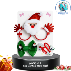 SET LENTES NAVIDEÑOS + GANCHITOS🎀​😎​  (POR MAYOR)