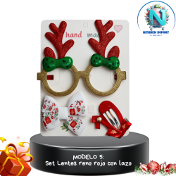 SET LENTES NAVIDEÑOS + GANCHITOS🎀​😎​  (POR MAYOR)