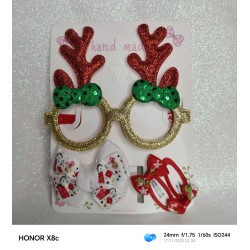 SET LENTES NAVIDEÑOS + GANCHITOS🎀​😎​  (POR MAYOR)