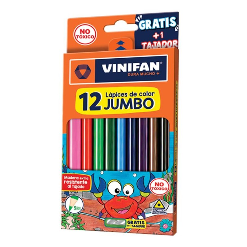 Colores Largos Jumbo Vinifan Triangulares X 12 Und
