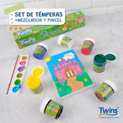 Temperas Twins x 7 und + Paleta + Pincel