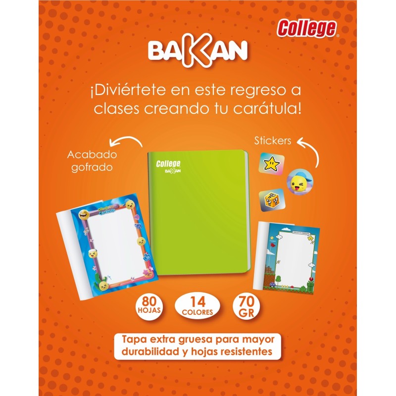 CUADERNO COLLEGE  BAKAN A-4 SOLIDO