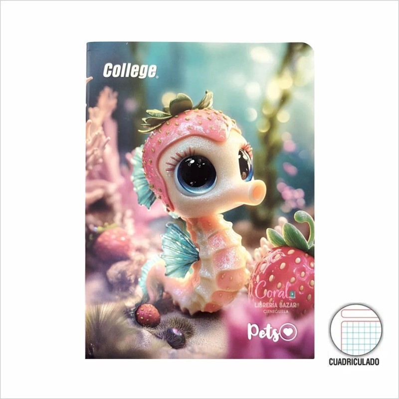 CUADERNO COLLEGE PETS TRIPLE RENGLON A-4